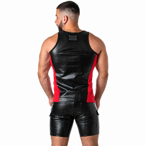 Locker Gear - Punch Hole Leatherette Camisola de Alças Vermelho L