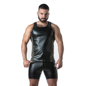 Locker Gear - Punch Hole Leatherette Camisola de Alças Caqui XL