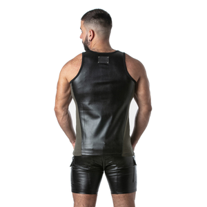 Locker Gear - Punch Hole Leatherette Camisola de Alças Caqui XL