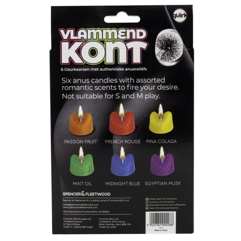 Spencer & Fleetwood - Blazing Booty Anus Candles Velas de Festa em Forma de Ânus