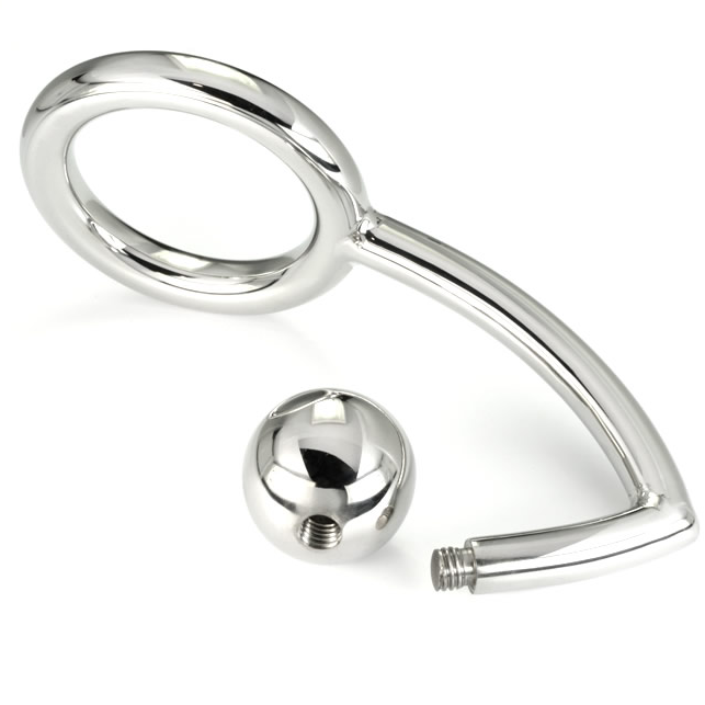 Metal Hard Anel de Galo Com Gancho Anal Intruso 45mm