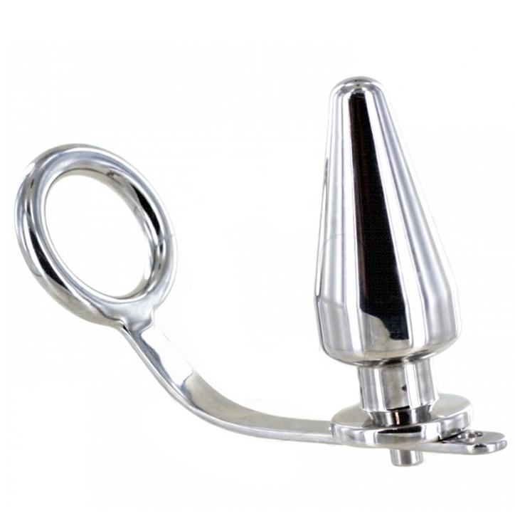 Metal Hard Anel de Ao Com Plug Anal 80 X 55 Mm
