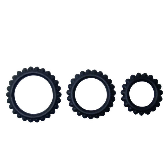 Baile Conjunto Titan 3Pcs Anel Para Galo Preto 2.8 + 2.4 + 1.9 cm