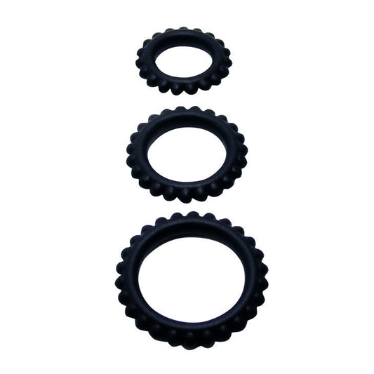 Baile Conjunto Titan 3Pcs Anel Para Galo Preto 2.8 + 2.4 + 1.9 cm