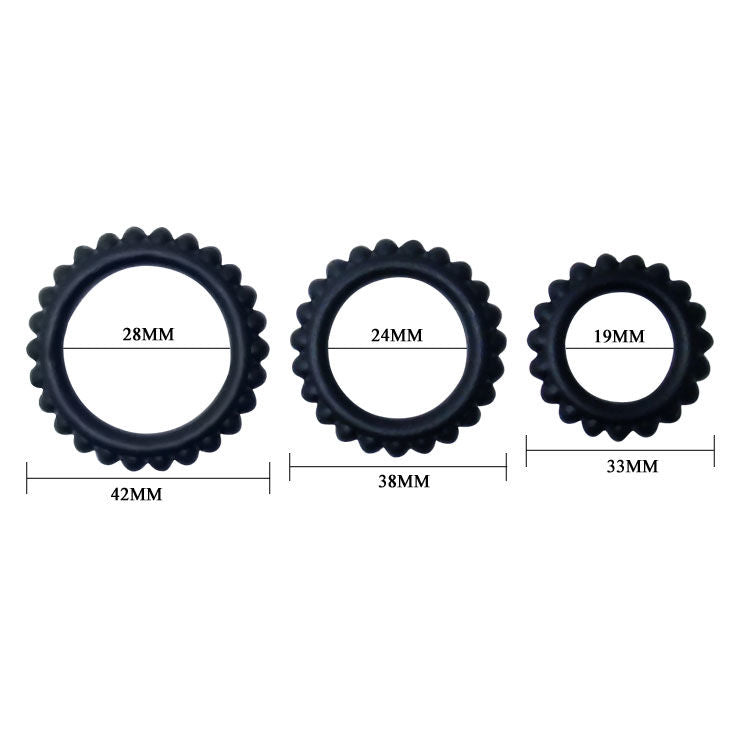 Baile Conjunto Titan 3Pcs Anel Para Galo Preto 2.8 + 2.4 + 1.9 cm