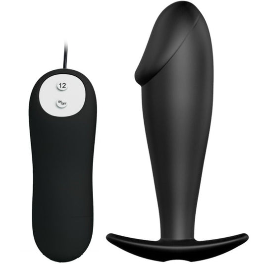 Pretty Love - Silicone AnalPlug Forma de Pénis e 12 Modos de Vibrao Preto
