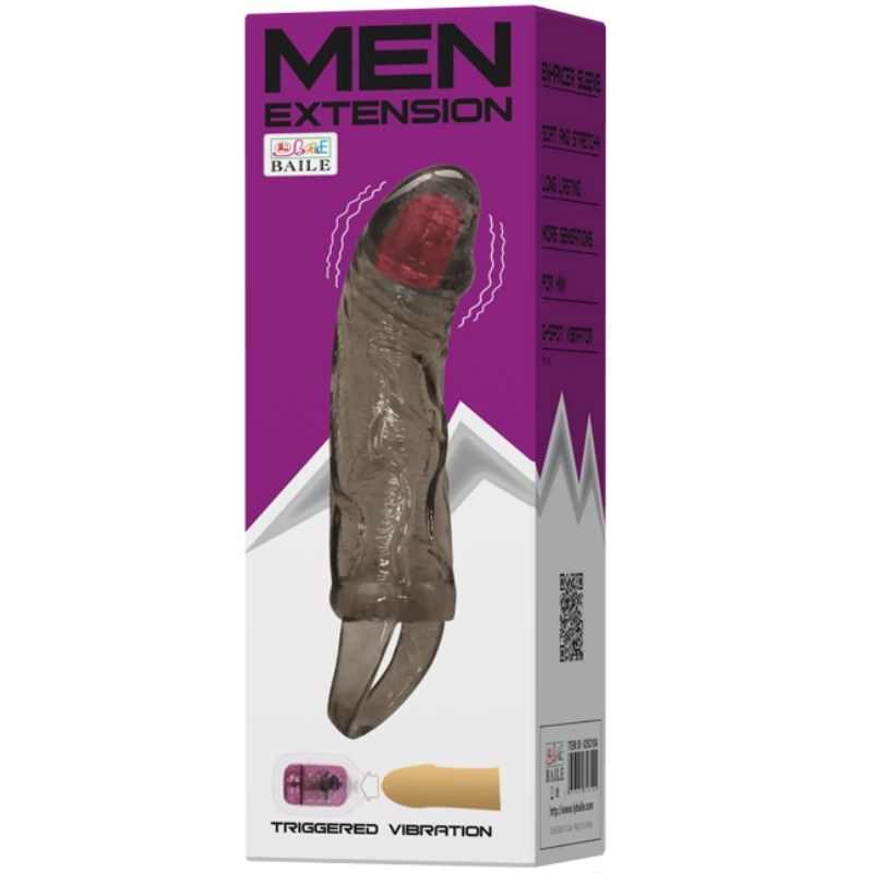 Funda extensora de pene con vibración y aro para testículos 13.5 cm