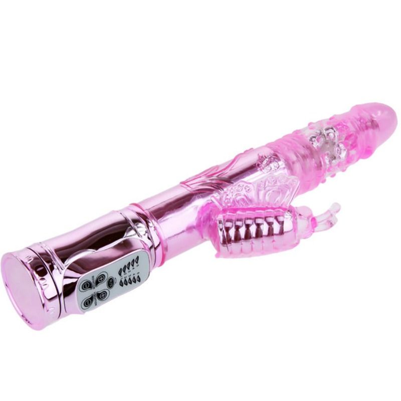 Baile Vibrador Recarregvel Com Rotao e Estimulador de Borboleta Pulsante