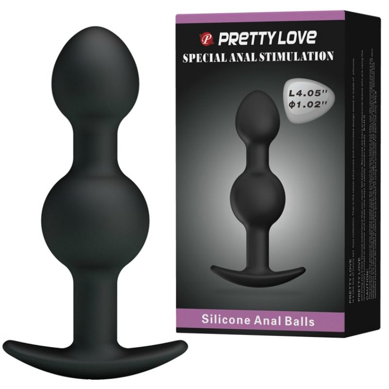 Pretty Love - Bolas Anales de Silicona de Estimulación Especial 10.3 cm Negro