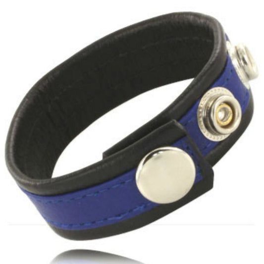Leather Body - Cinta de Couro Ajustvel Para Pénis Azul-Preto