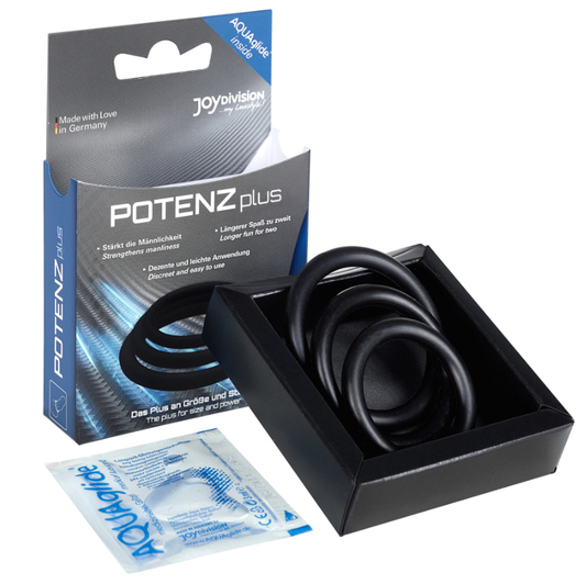 Joydivision Potenzduo - Plus Conjunto de 3 Anéis Pretos - S, M, L