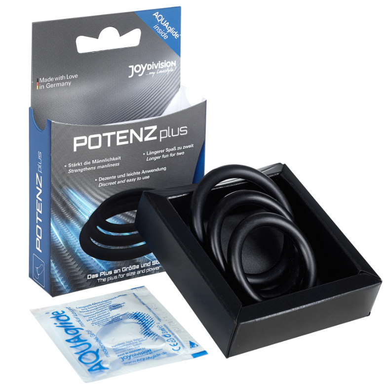 Joydivision Potenzduo - Plus Set de 3 Anillos Negros - S, M, L