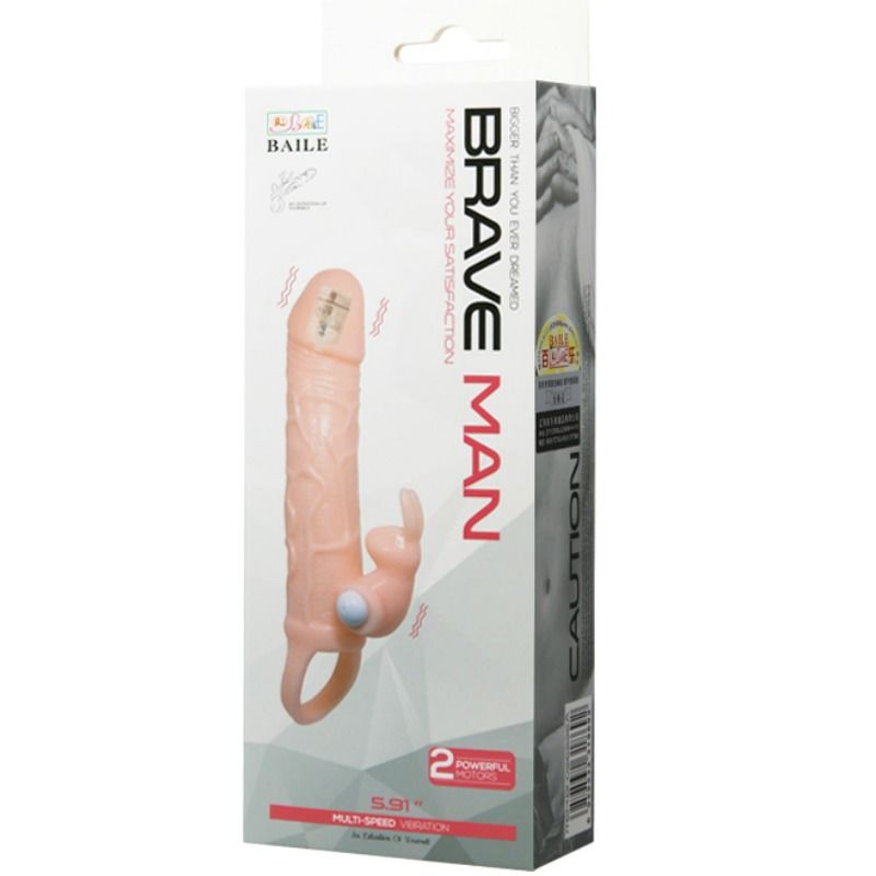Baile Funda para pene Brave Man Con conejo y carne de motor doble 16.5 Cm