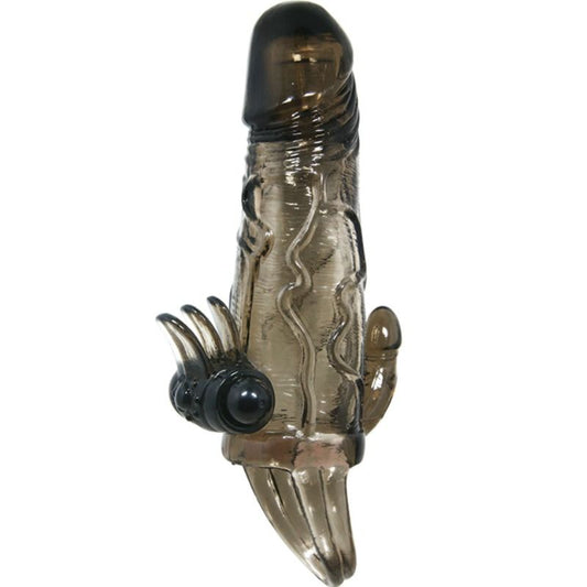 Baile Capa para Pénis Brave Man Com Estimulação Clitórica e Anal Dupla Bala Preta 16.5 Cm
