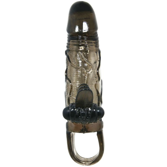 Baile Capa para Pénis Brave Man Com Estimulação Clitórica e Anal Dupla Bala Preta 16.5 Cm