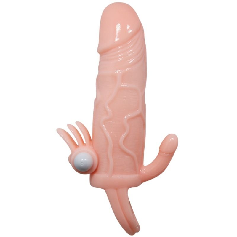 Baile Capa Para Pénis Brave Man com Carne de Estimulação Clitórica e Anal 16.5 cm