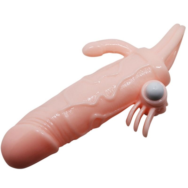 Baile Capa Para Pénis Brave Man com Carne de Estimulação Clitórica e Anal 16.5 cm