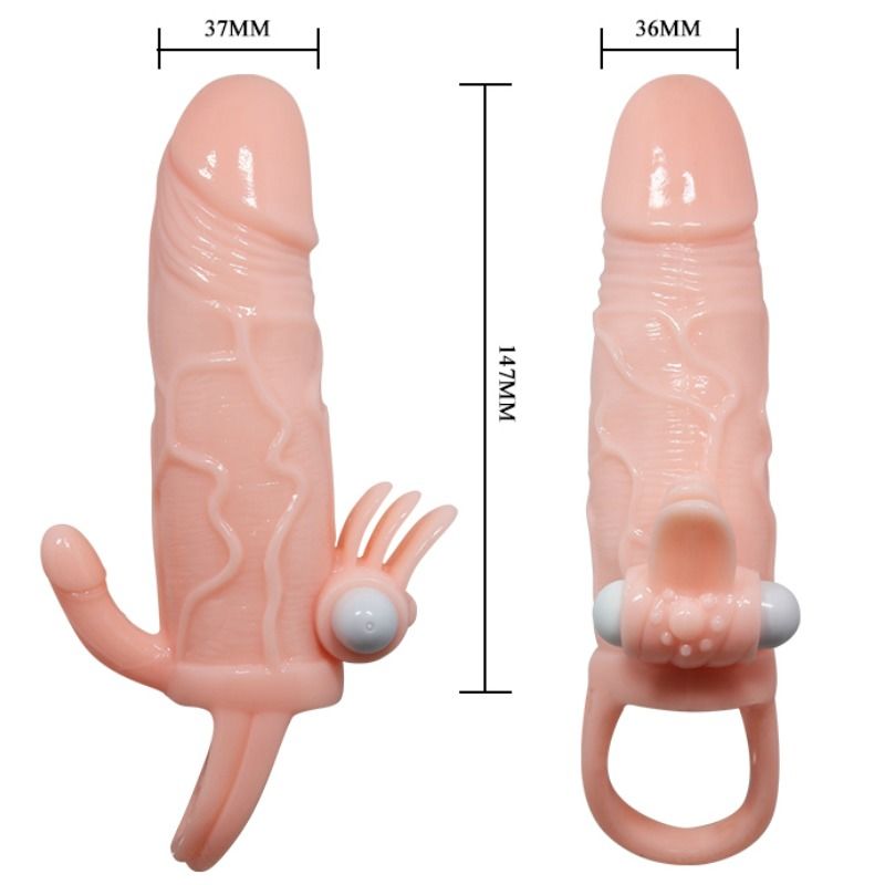 Baile Capa Para Pénis Brave Man com Carne de Estimulação Clitórica e Anal 16.5 cm