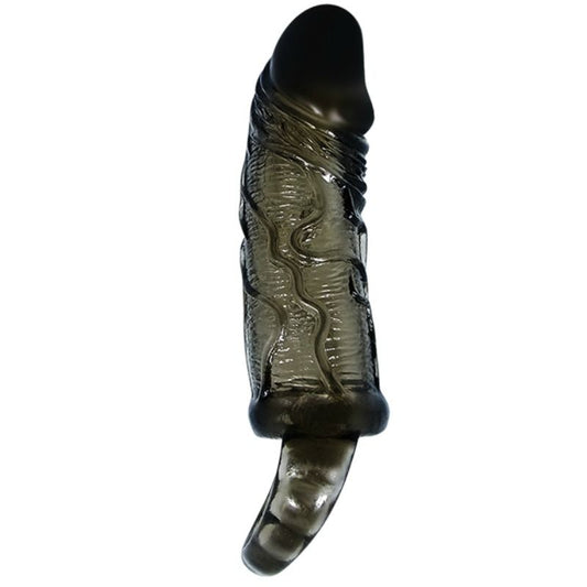 Baile Capa Extensora de Pénis Com Ala Para Testículos Preta 13.5 cm