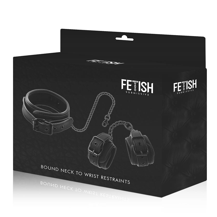Fetish Submissive - Colar e Algemas de Couro Vegano com Forro de Noprene