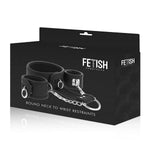 Fetish Submissive - Colar e Algemas de Couro Vegano com Forro de Noprene
