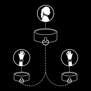 Fetish Submissive - Colar e Algemas de Couro Vegano com Forro de Noprene
