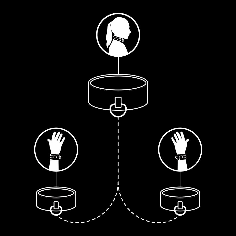 Fetish Submissive - Colar e Algemas de Couro Vegano com Forro de Noprene