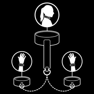 Fetish Submissive - Colar e Algemas de Couro Vegano com Forro de Noprene