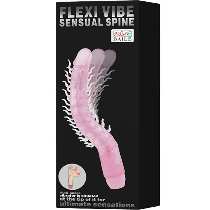Baile Flexi Vibe Dildo Vibrador Sensual de Columna Flexible Lila 23.5 cm