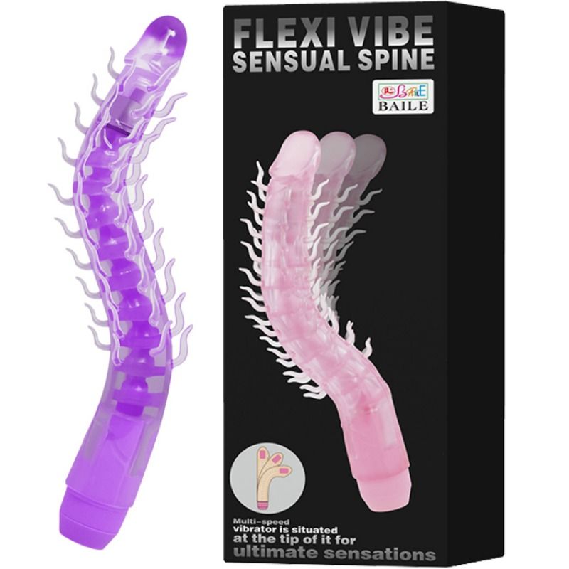 Baile Flexi Vibe Dildo Vibrador Sensual de Columna Flexible Lila 23.5 cm