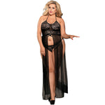 Subblime Queen Plus Vestido Parte Superior e Thong Set Preto