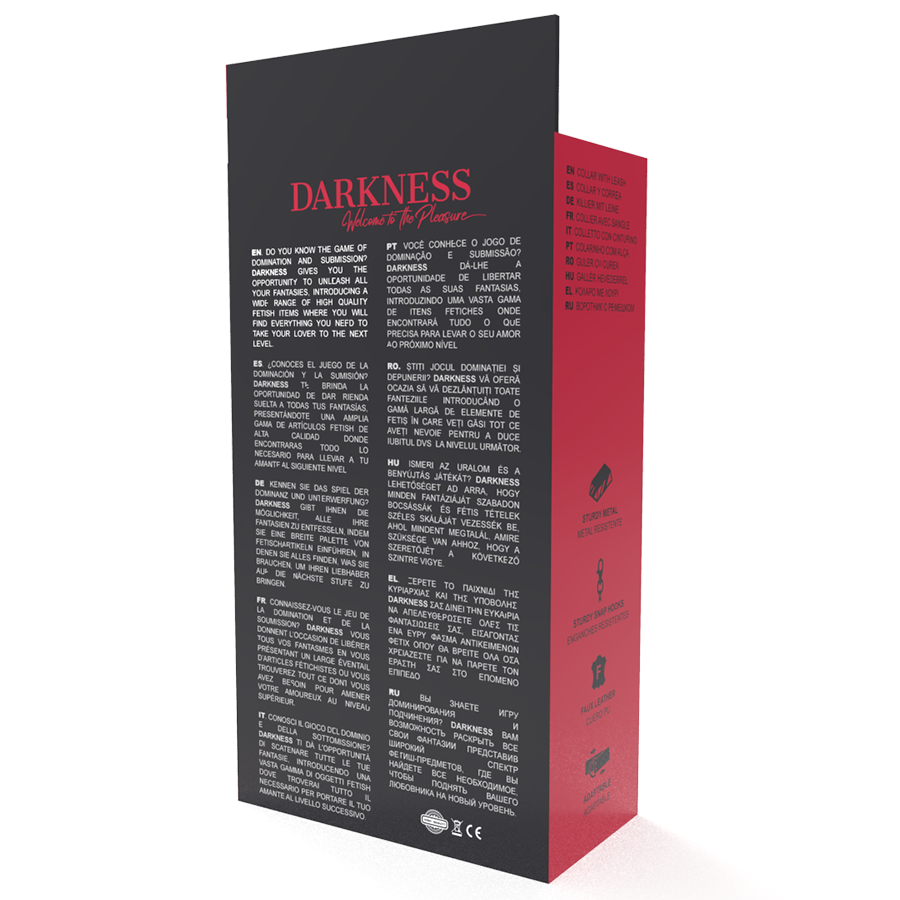 Darkness - Colar de Postura Com Corrente de Couro