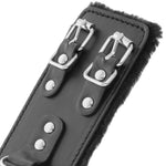 Darkness - Esposas Ajustables de Cuero Negro Forradas