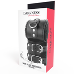 Darkness - Esposas Ajustables de Cuero Negro Forradas
