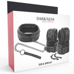 Darkness Algemas e Colar de Couro Preto
