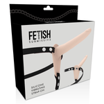 Arnés de fetiche sumiso Vibrador de silicona color carne 15 cm