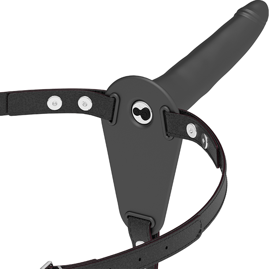 Fetish Submissive Harness Vibrador de Silicone Preto 15 Cm