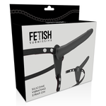 Fetish Esclavo Arnés Vibrador de Silicona Negro 15 Cm