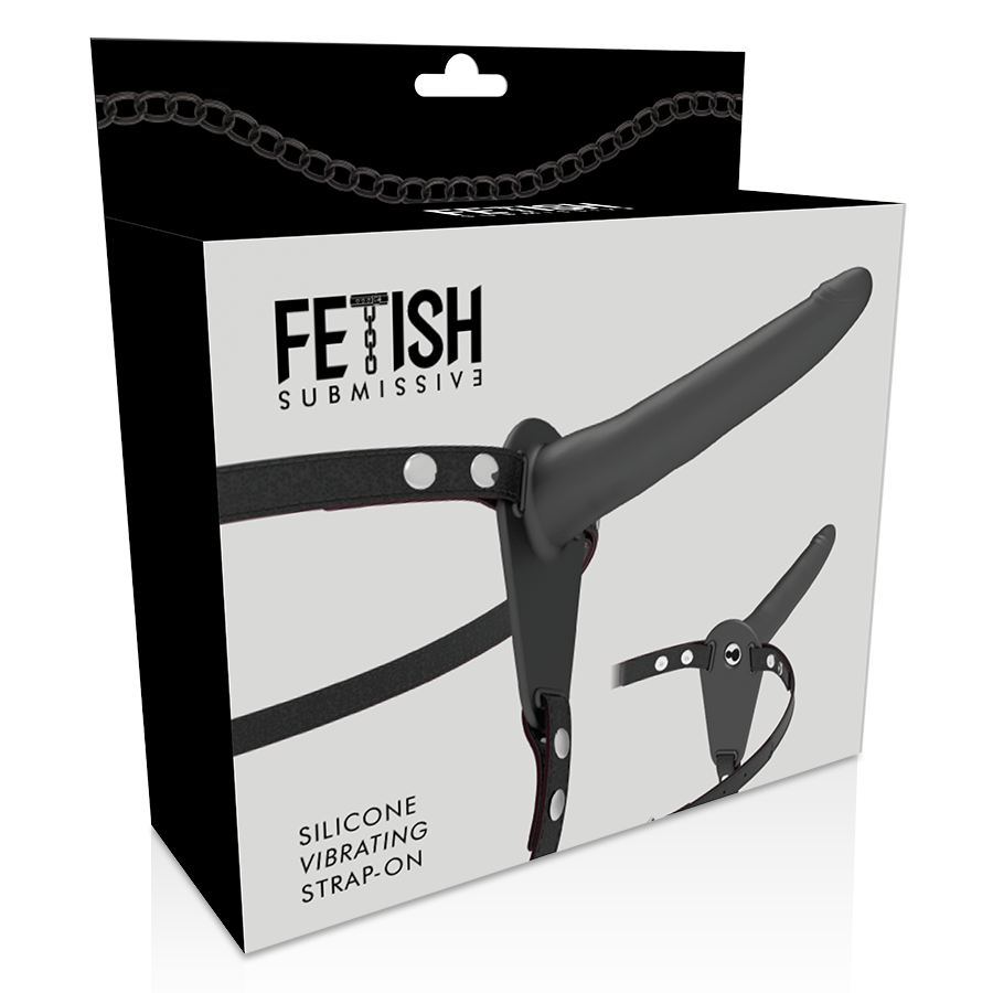 Fetish Esclavo Arnés Vibrador de Silicona Negro 15 Cm