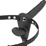 Fetish Submissive Harness Vibrador Preto de Dupla Penetração