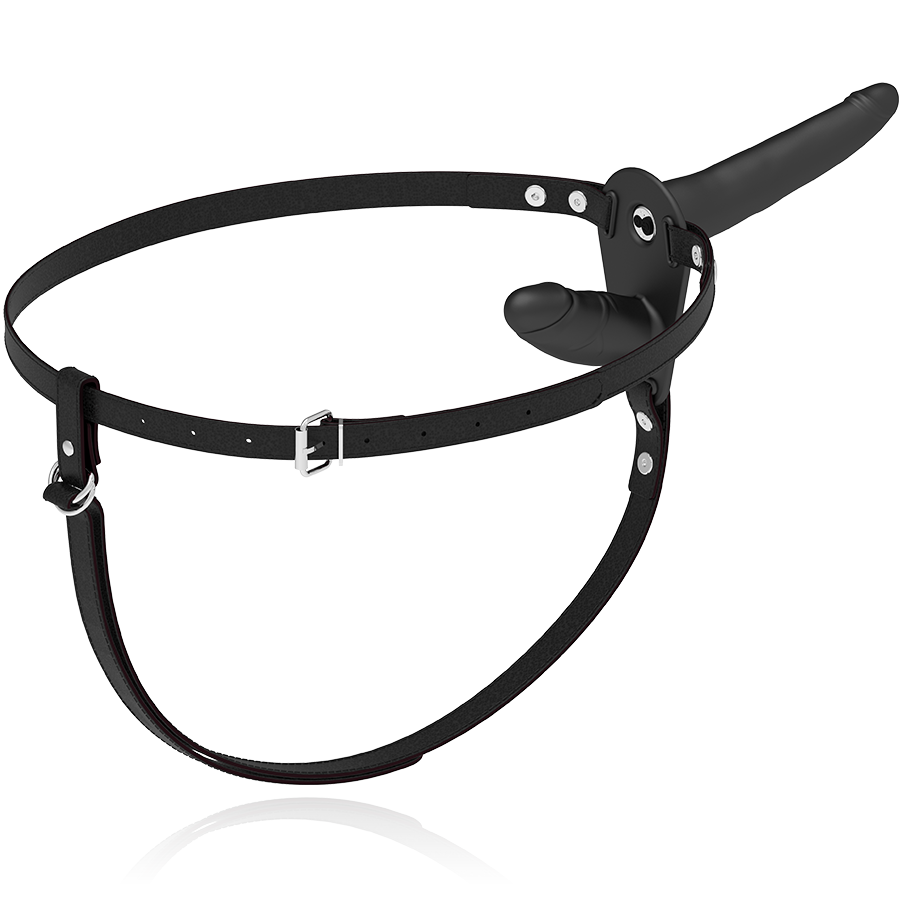 Fetish Submissive Harness Vibrador Preto de Dupla Penetração