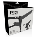 Fetish Submissive Harness Vibrador Preto de Dupla Penetração