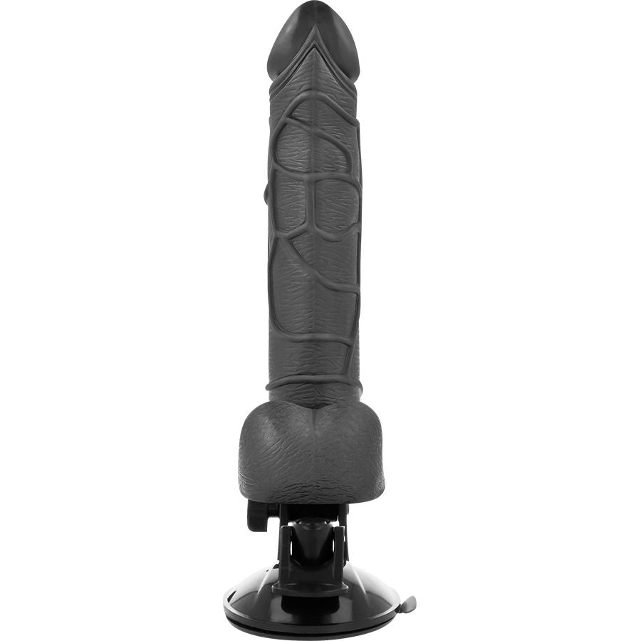 Basecock Vibrador Realista Control Remoto Negro Con Testículos 19.5 Cm -o- 4 Cm