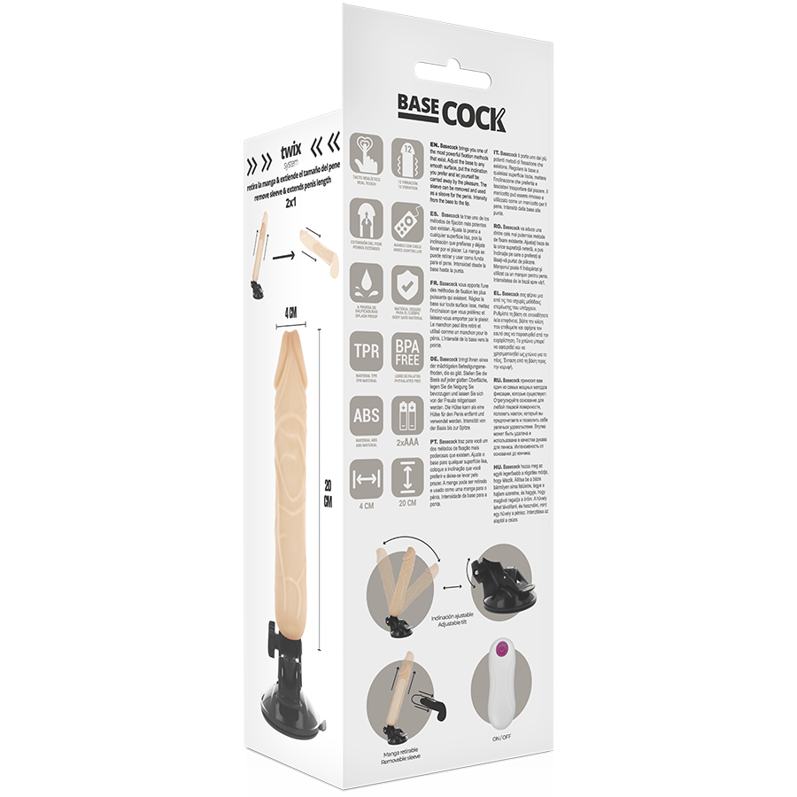 Basecock Vibrador de Controle Remoto Natural Realista 20 Cm -o- 4 Cm