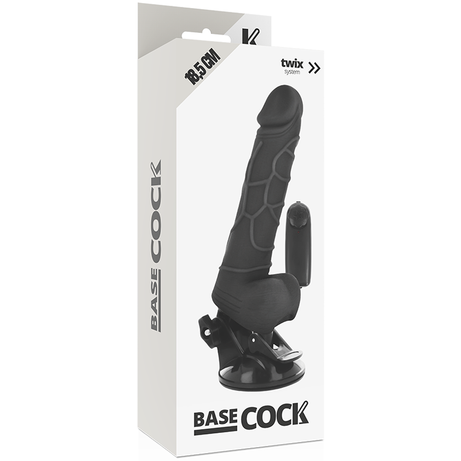 Basecock - Controle Remoto Vibrador Realístico Preto 18.5 cm -O- 4cm