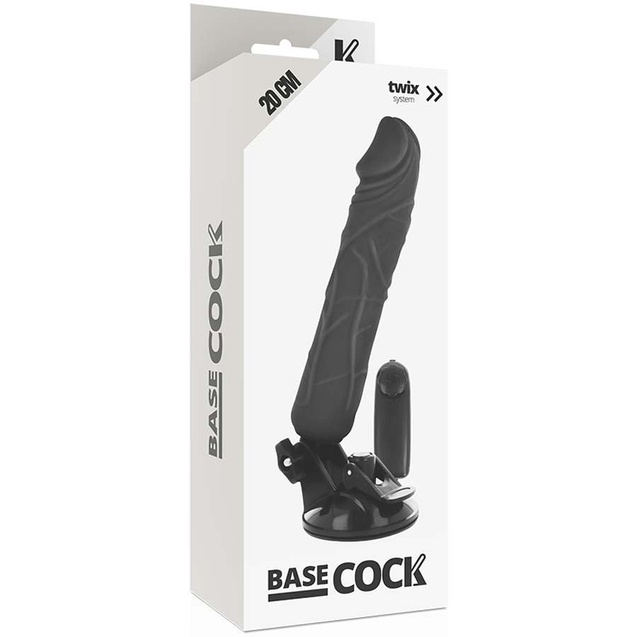 Basecock - Controle Remoto Vibrador Realístico Preto 20 cm -O- 4 cm