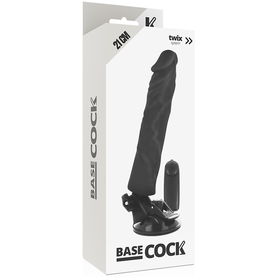 Basecock Mando a Distancia Vibrador Realista Negro 21 cm -o- 4 cm