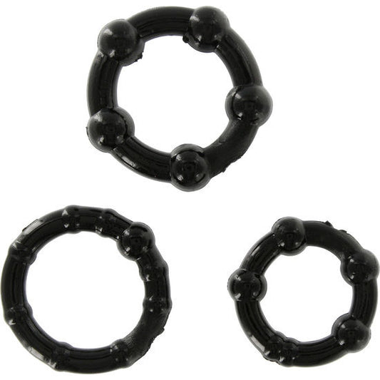 Seven Creations - Conjunto de Três Anéis de Pénis Pretos
