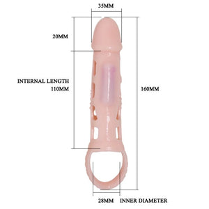 Baile - Capa Extensora de Pênis com Vibração e Alça Natural 13.5 cm