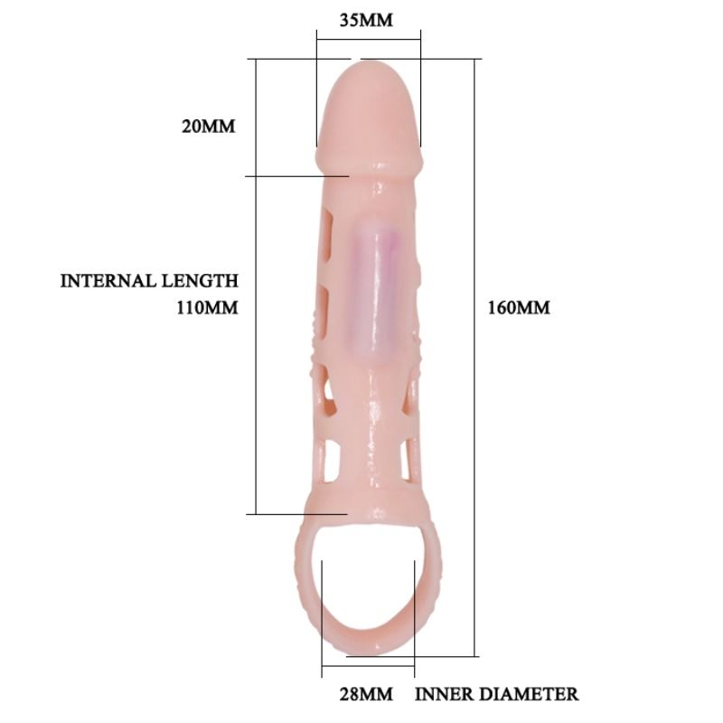 Baile - Capa Extensora de Pênis com Vibração e Alça Natural 13.5 cm